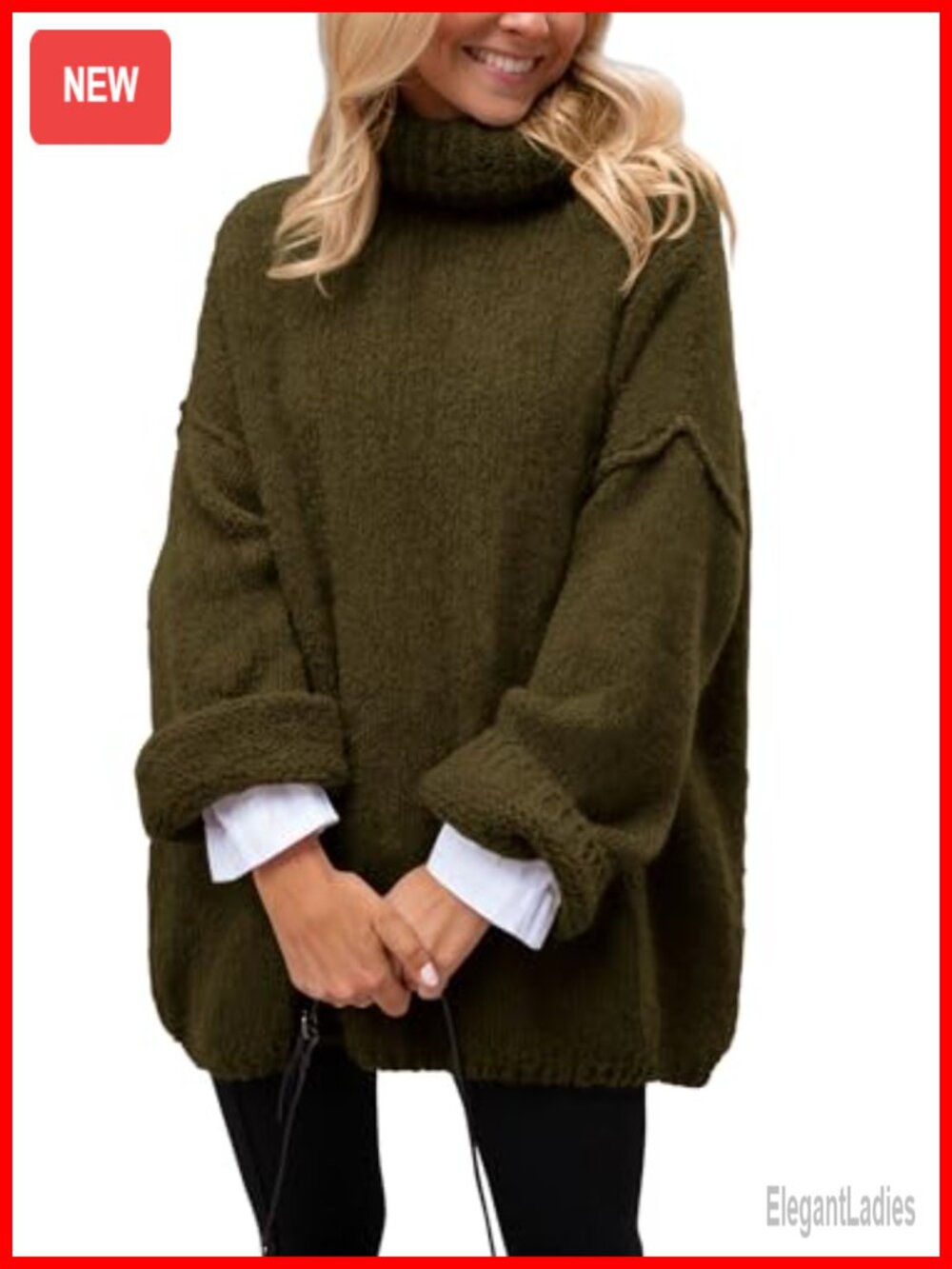 Chunky Knit Oversized Turtleneck Pullover Sweater Cozy Fall